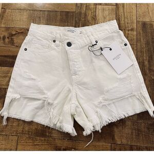 Hidden Sofie Cream Distressed Women’s Jean Shorts Mom Short Sz XS